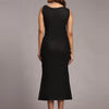 Solid Black Colour Long Dress Pure Linen - Funny Bones Clothings