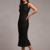 Solid Black Colour Long Dress Pure Linen - Funny Bones Clothings