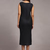 Solid Dark Blue Colour Long Dress Pure Linen - Funny Bones Clothings