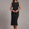 Solid Dark Blue Colour Long Dress Pure Linen - Funny Bones Clothings