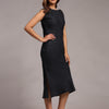Solid Dark Blue Colour Long Dress Pure Linen - Funny Bones Clothings