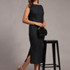 Solid Dark Blue Colour Long Dress Pure Linen - Funny Bones Clothings