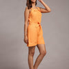 Solid Orange Colour Pure Linen Jumpsuit - Funny Bones Clothings