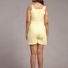 Solid Lemon Yellow Pure Linen Jumpsuit - Funny Bones Clothings