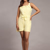 Solid Lemon Yellow Pure Linen Jumpsuit - Funny Bones Clothings