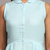 Solid Sky Blue Pure Linen Dress - Funny Bones Clothings
