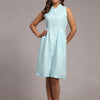Solid Sky Blue Pure Linen Dress - Funny Bones Clothings