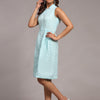 Solid Sky Blue Pure Linen Dress - Funny Bones Clothings