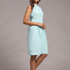 Solid Sky Blue Pure Linen Dress - Funny Bones Clothings