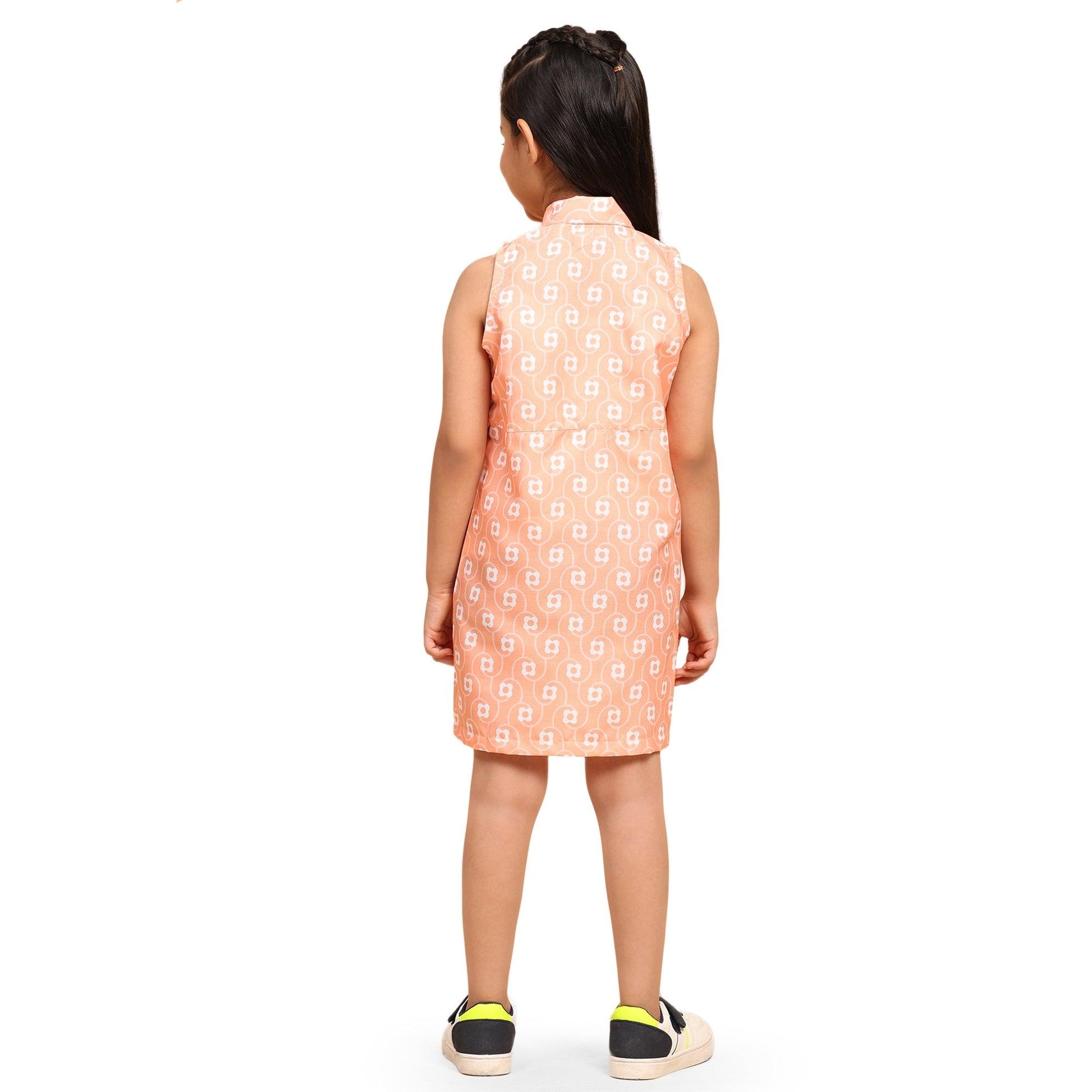 White Flower Print Blend Linen Dress - Funny Bones Clothings