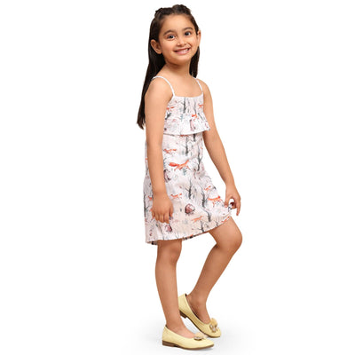 Fox Print Blend Linen Dress - Funny Bones Clothings