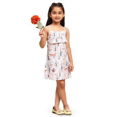 Fox Print Blend Linen Dress - Funny Bones Clothings