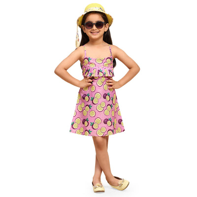 Passion fruit Print Blend Linen Dress - Funny Bones Clothings