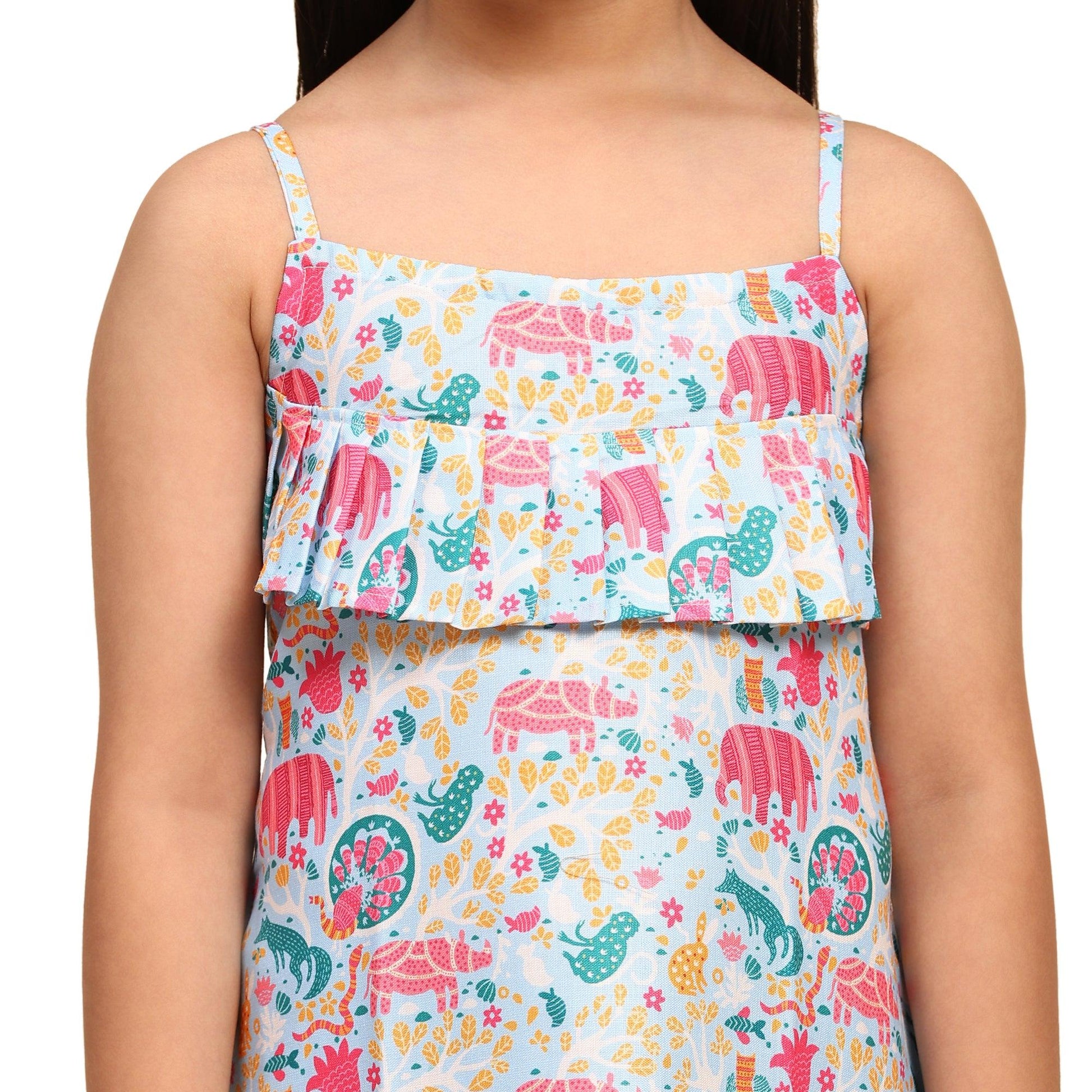 Colourful Animal Print Blend Linen Dress - Funny Bones Clothings