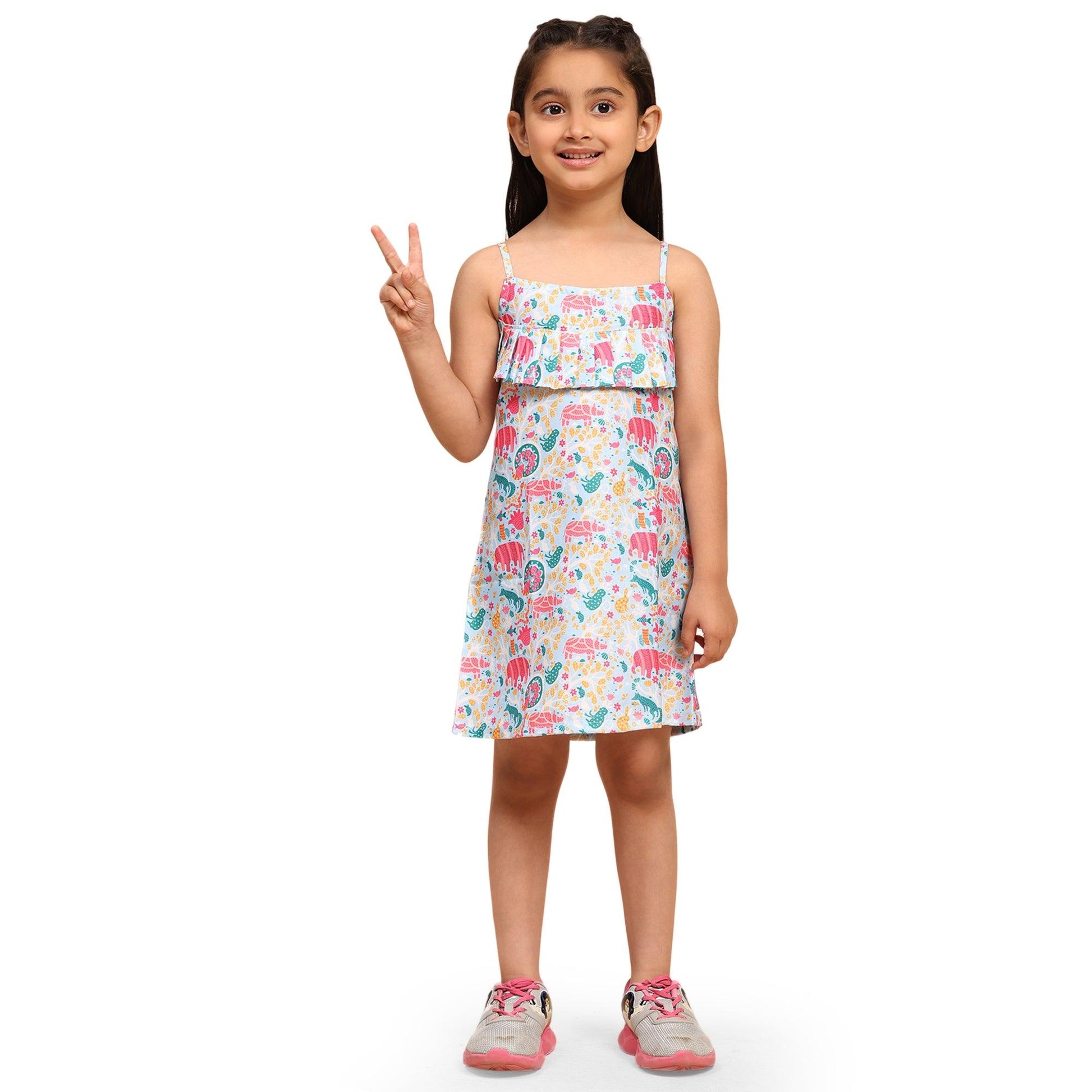 Colourful Animal Print Blend Linen Dress - Funny Bones Clothings