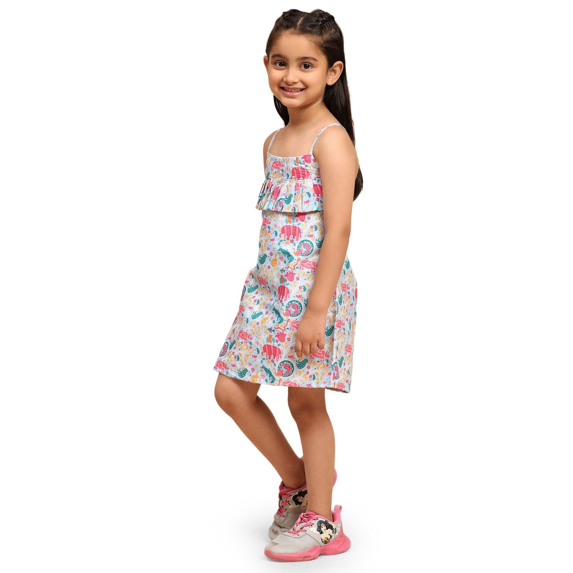 Colourful Animal Print Blend Linen Dress - Funny Bones Clothings