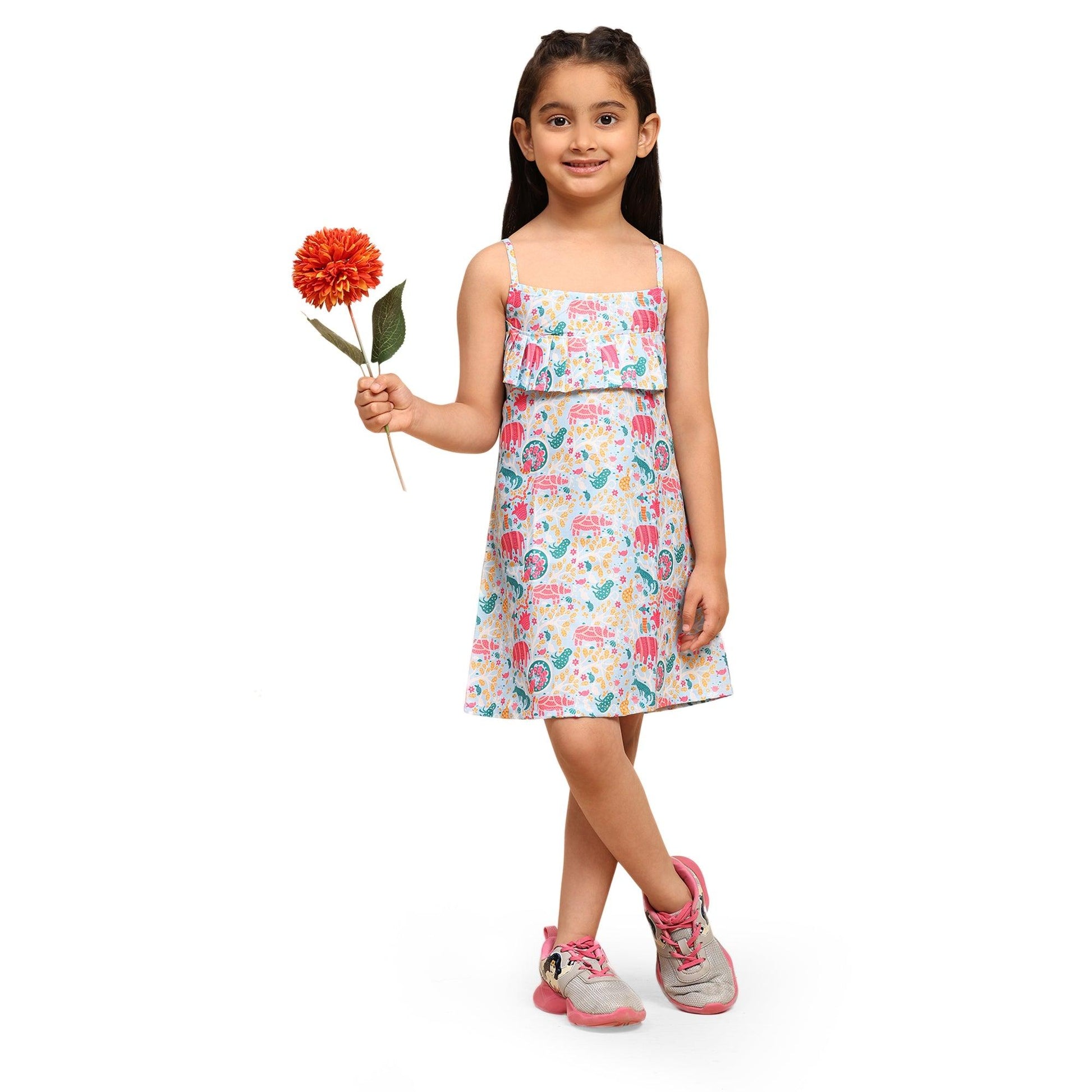 Colourful Animal Print Blend Linen Dress - Funny Bones Clothings