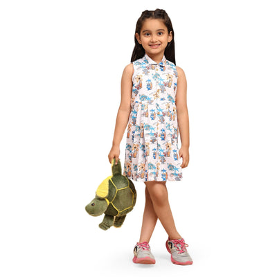 Baby Shark Print Blend Linen Dress - Funny Bones Clothings