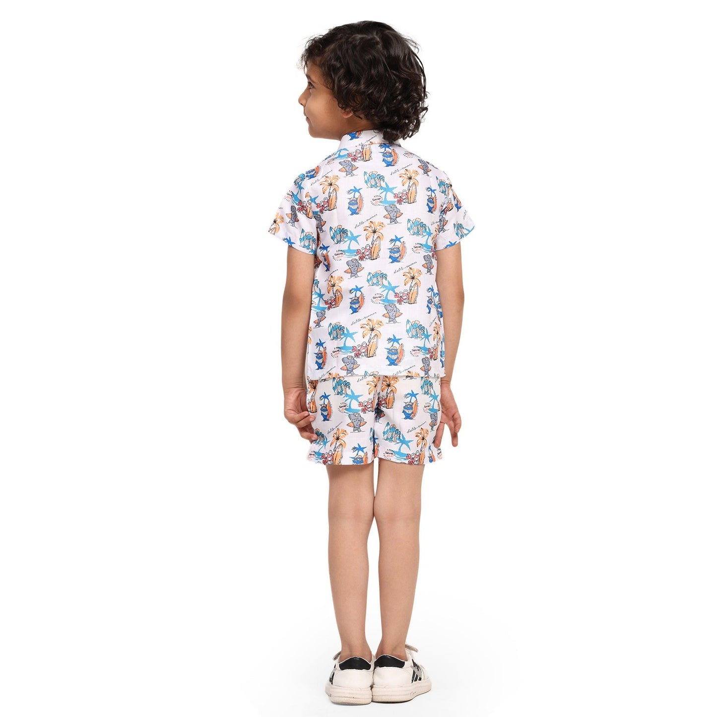 Baby Shark Print Vestiario's Blend Linen Co-ords - Funny Bones Clothings