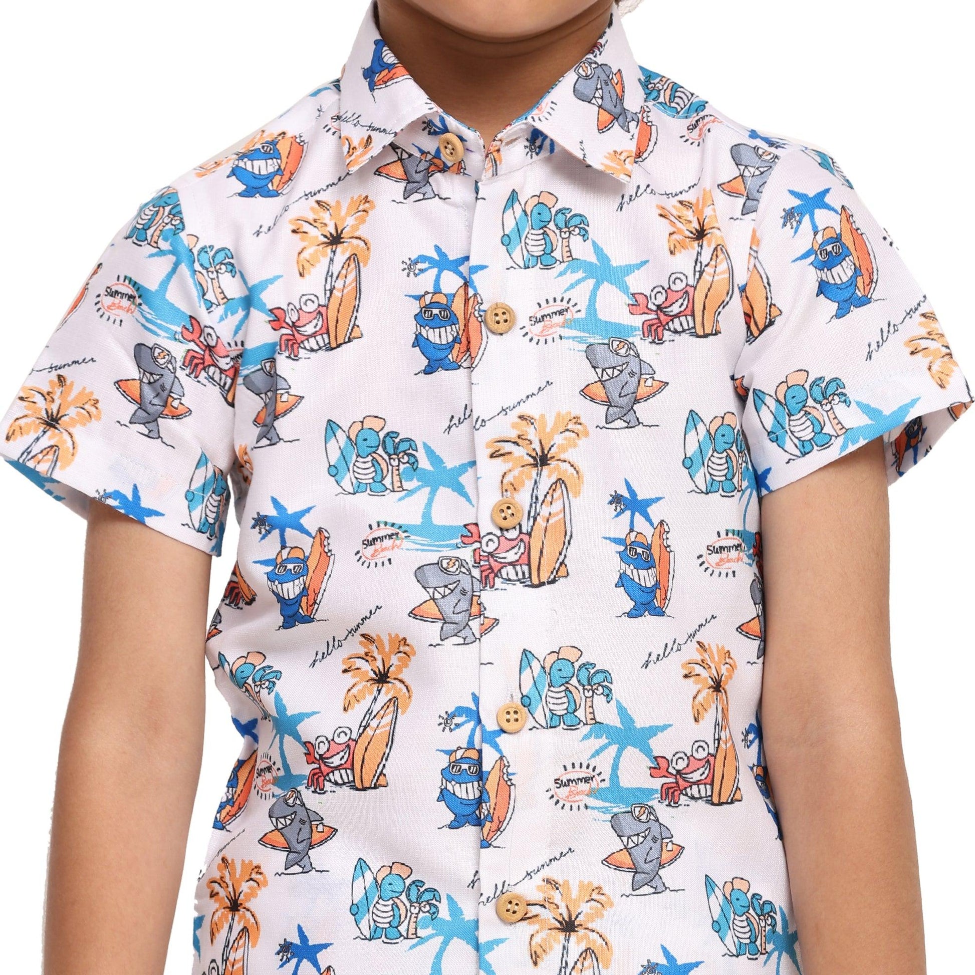Baby Shark Print Vestiario's Blend Linen Co-ords - Funny Bones Clothings