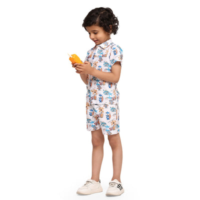 Baby Shark Print Vestiario's Blend Linen Co-ords - Funny Bones Clothings