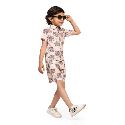 Royal Elephant Print Vestiario's Blend Linen Co-ords - Funny Bones Clothings