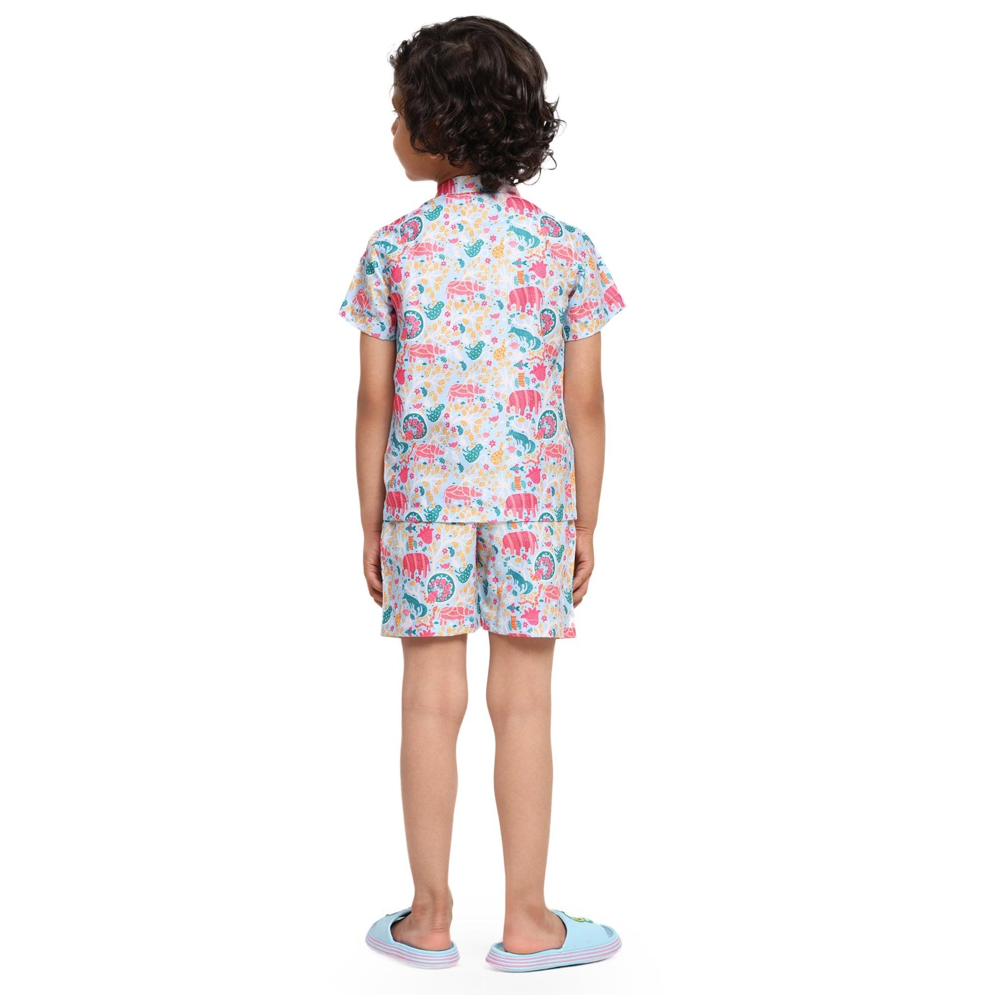 Colourful Animals Print Vestiario's Blend Linen Co-ords - Funny Bones Clothings