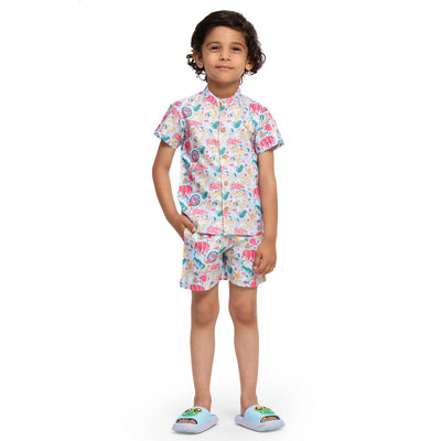 Colourful Animals Print Vestiario's Blend Linen Co-ords - Funny Bones Clothings