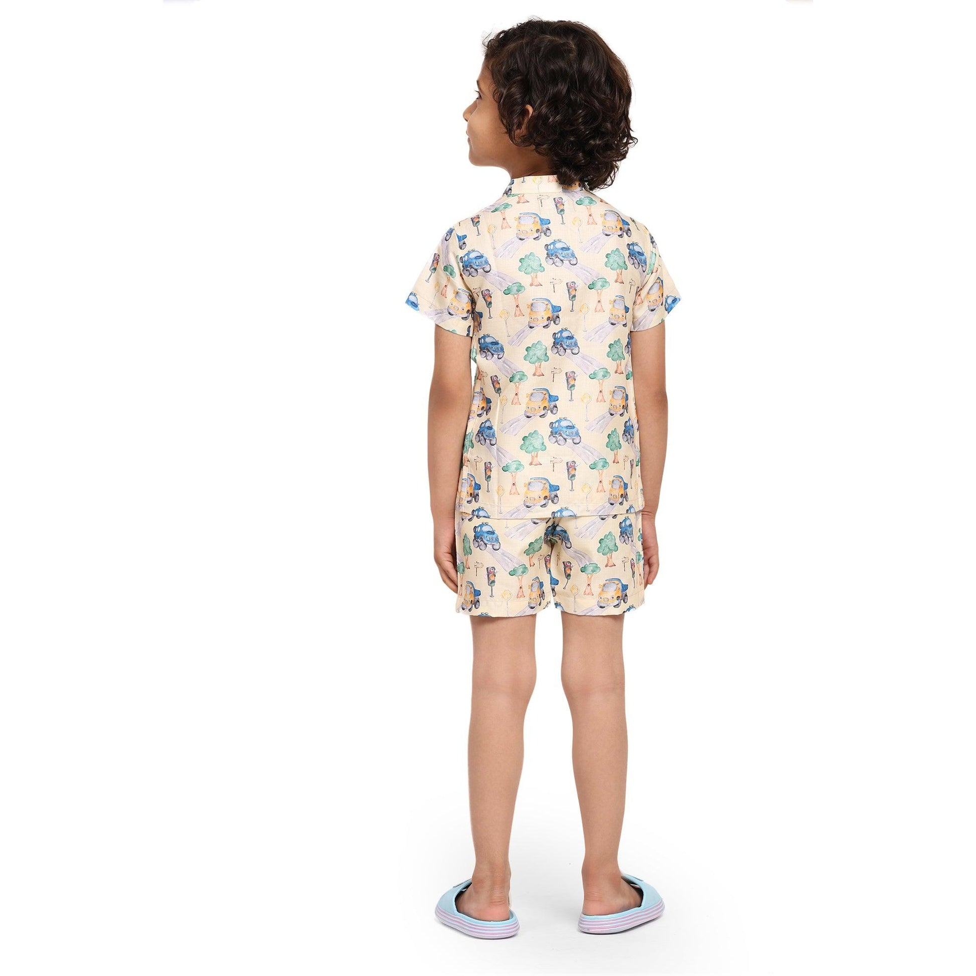 Truck Print Vestiario's Blend Linen Co-ords - Funny Bones Clothings