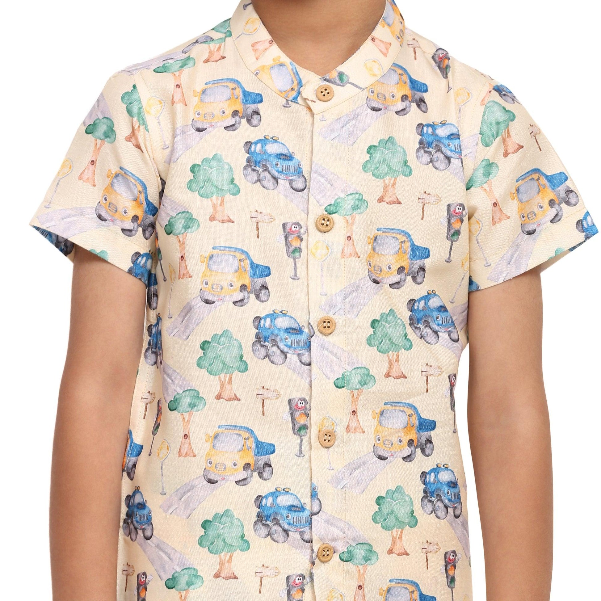 Truck Print Vestiario's Blend Linen Co-ords - Funny Bones Clothings