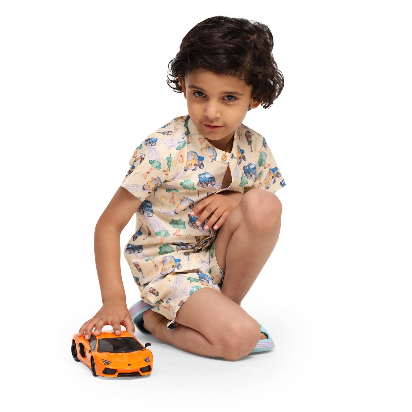 Truck Print Vestiario's Blend Linen Co-ords - Funny Bones Clothings