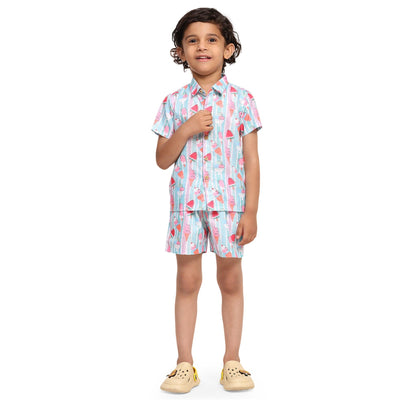 Striped Candies Print Vestiario's Blend Linen Co-ords - Funny Bones Clothings