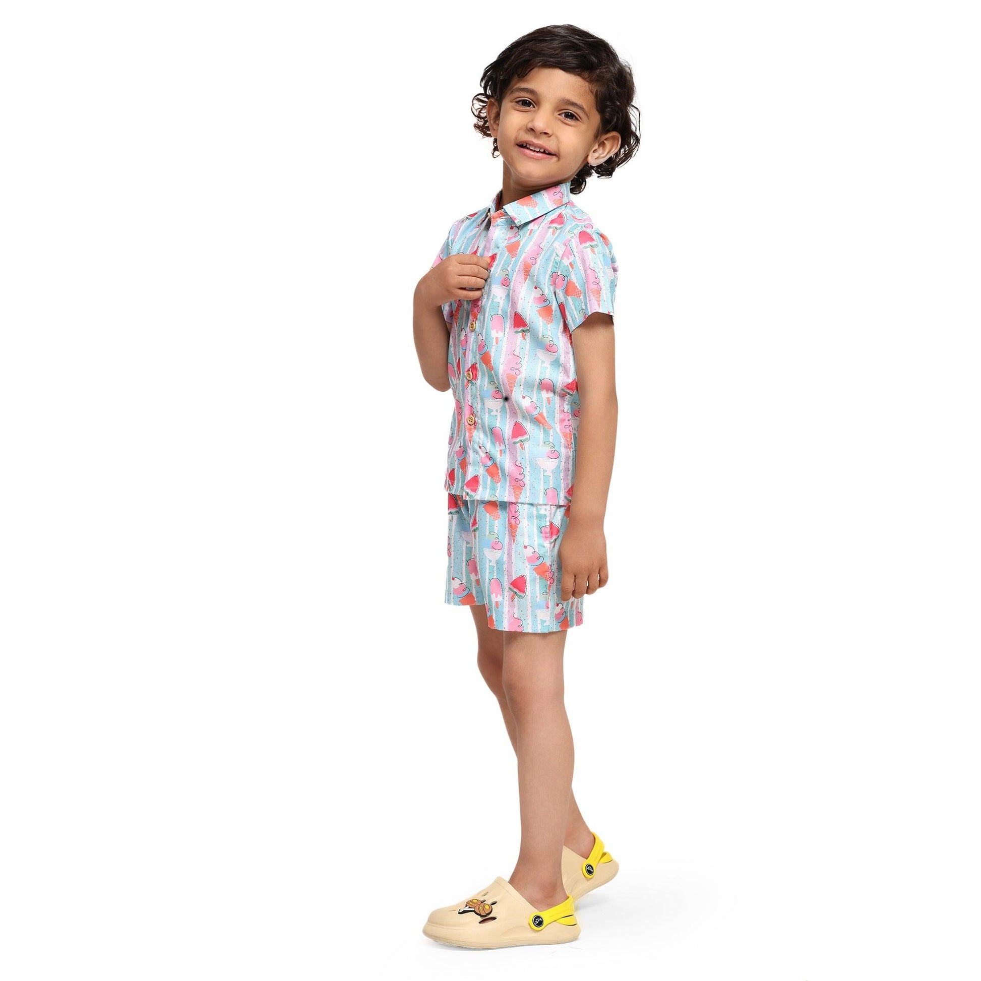 Striped Candies Print Vestiario's Blend Linen Co-ords - Funny Bones Clothings