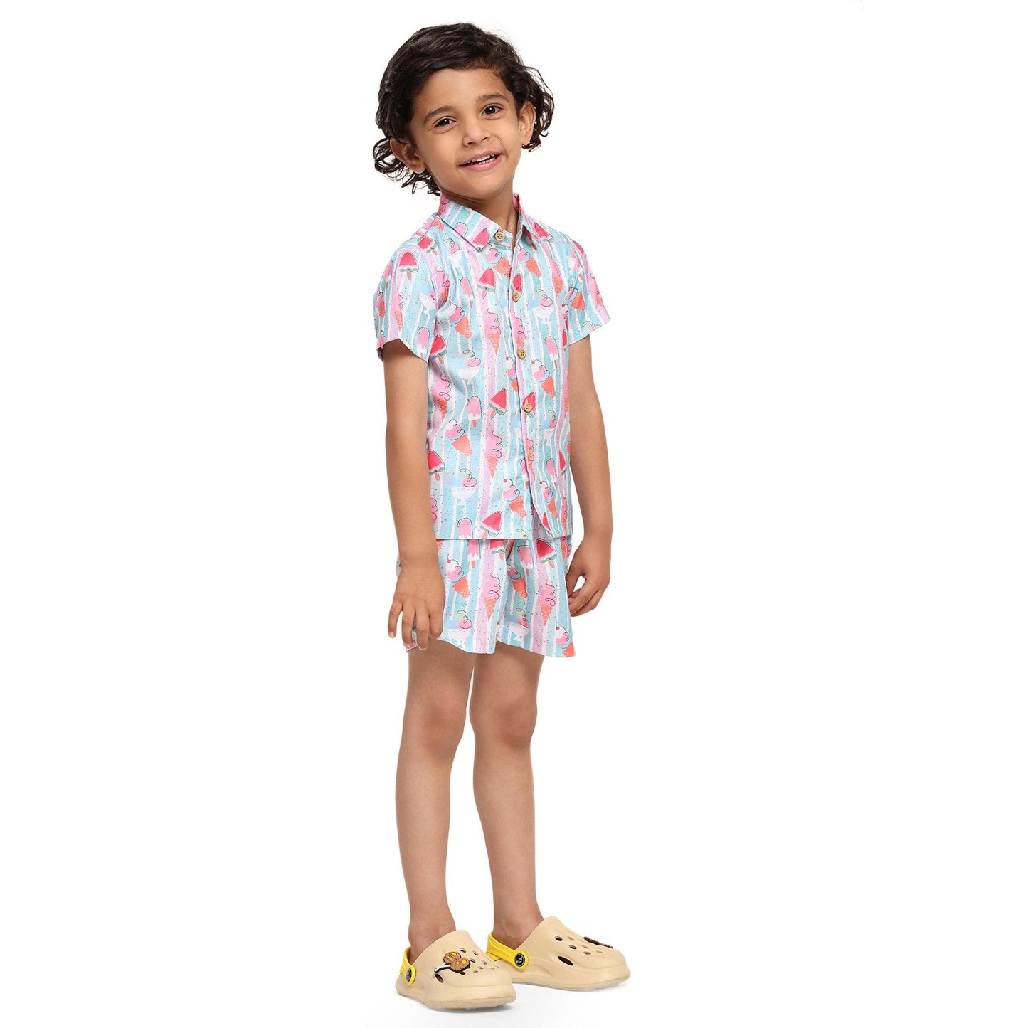 Striped Candies Print Vestiario's Blend Linen Co-ords - Funny Bones Clothings
