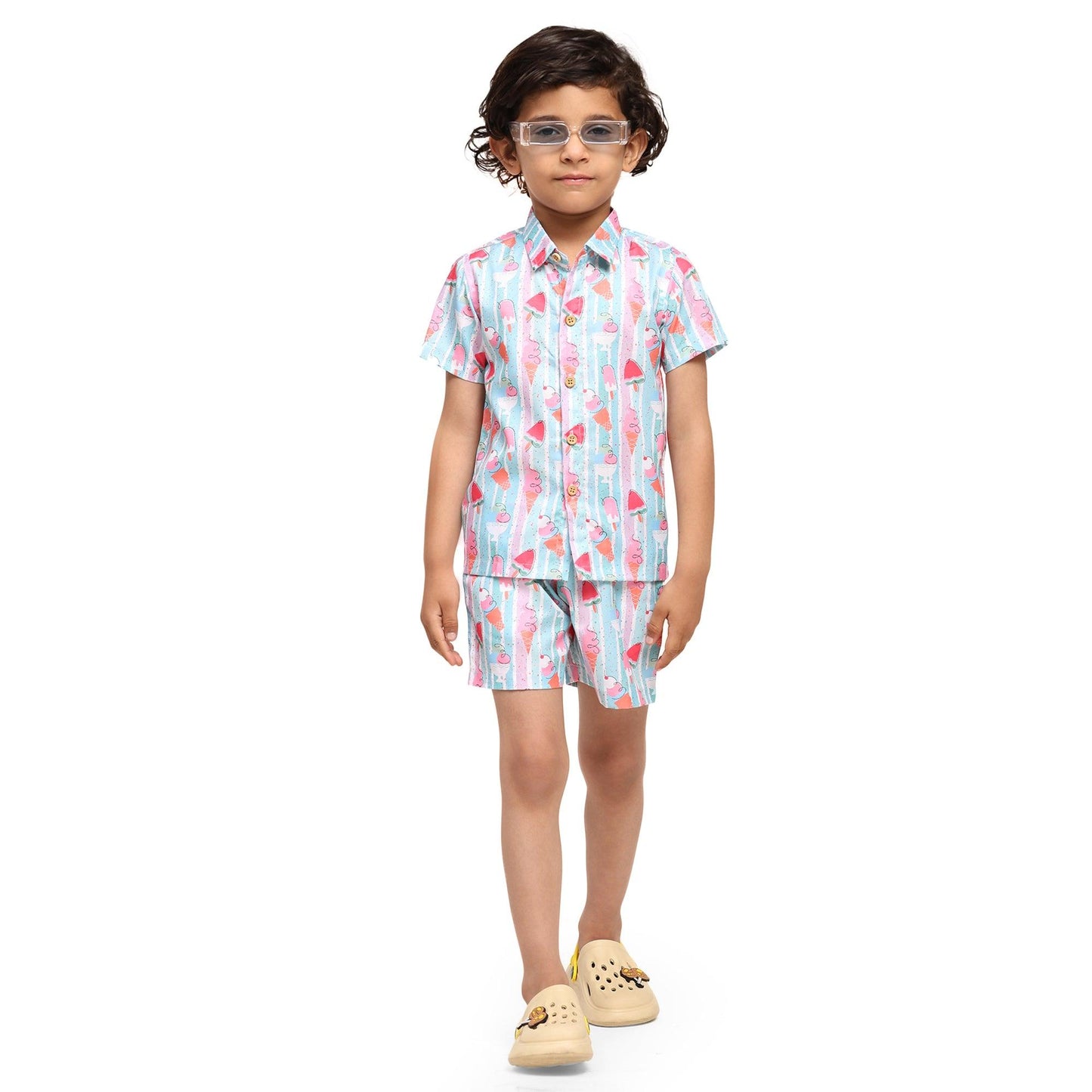 Striped Candies Print Vestiario's Blend Linen Co-ords - Funny Bones Clothings