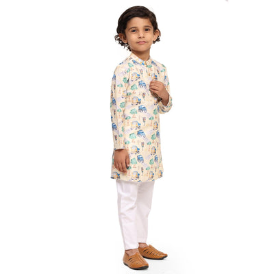 Truck Print Vestiario's Blend Linen Kurta Pajama Set - Funny Bones Clothings