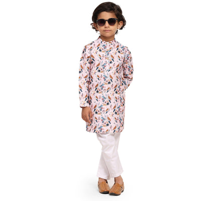 Bird Print Vestiario's Blend Linen Kurta Pajama Set - Funny Bones Clothings