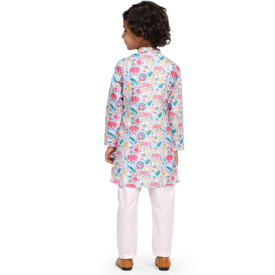 Colourful Animals Vestiario's Blend Linen Kurta Pajama Set - Funny Bones Clothings