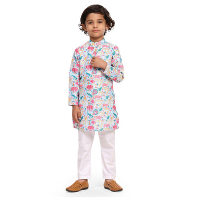 Colourful Animals Vestiario's Blend Linen Kurta Pajama Set - Funny Bones Clothings