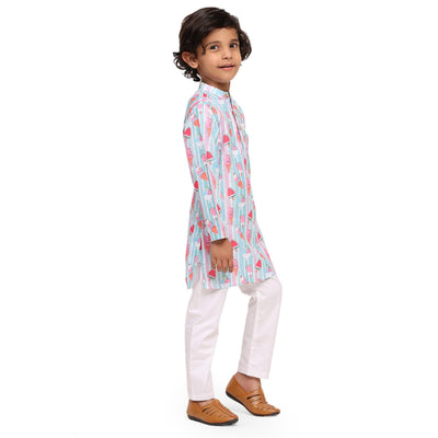Stripes Icecream Vestiario's Blend Linen Kurta Pajama Set - Funny Bones Clothings