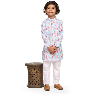 Stripes Icecream Vestiario's Blend Linen Kurta Pajama Set - Funny Bones Clothings