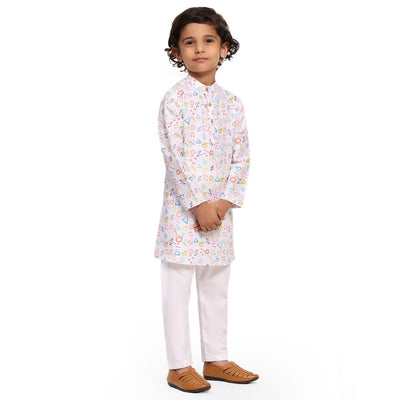 Confetti Print Vestiario's Blend Linen Kurta Pajama Set - Funny Bones Clothings