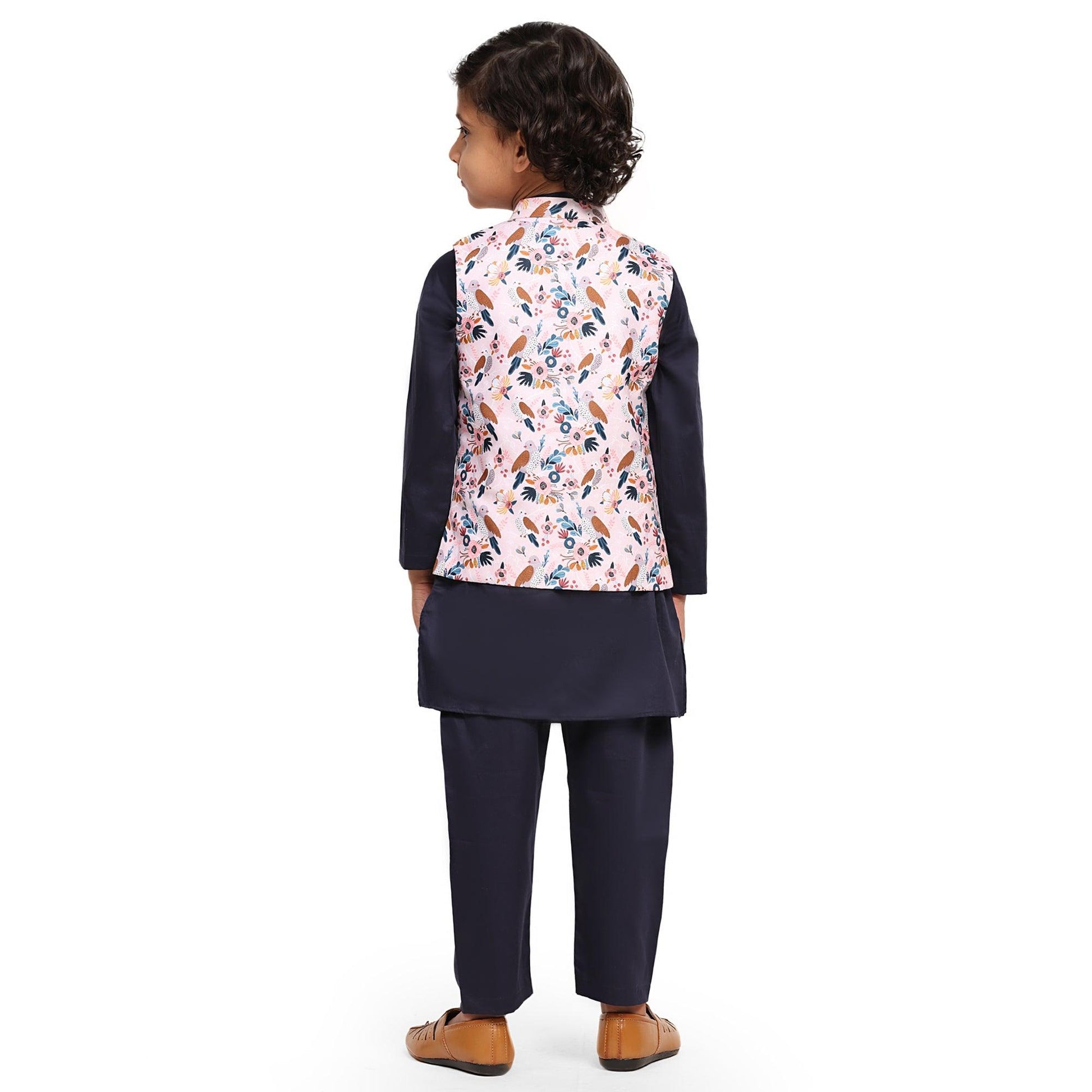 Bird Print Koti Blue Funny Bones Clothing's Kurta Pajama Set - Funny Bones Clothings