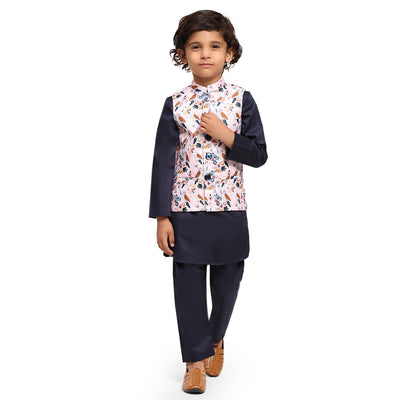Bird Print Koti Blue Funny Bones Clothing's Kurta Pajama Set - Funny Bones Clothings