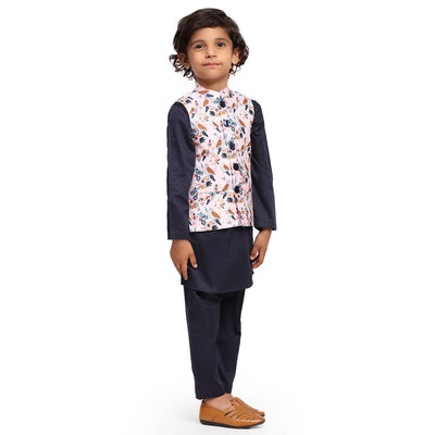 Bird Print Koti Blue Funny Bones Clothing's Kurta Pajama Set - Funny Bones Clothings