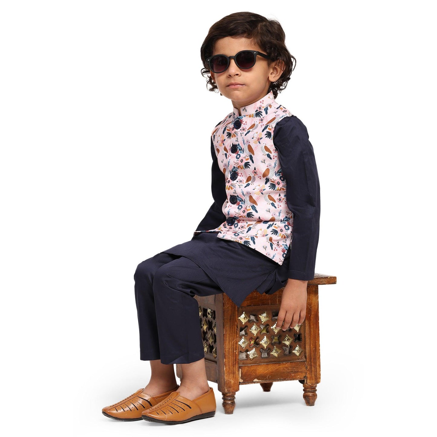 Bird Print Koti Blue Funny Bones Clothing's Kurta Pajama Set - Funny Bones Clothings
