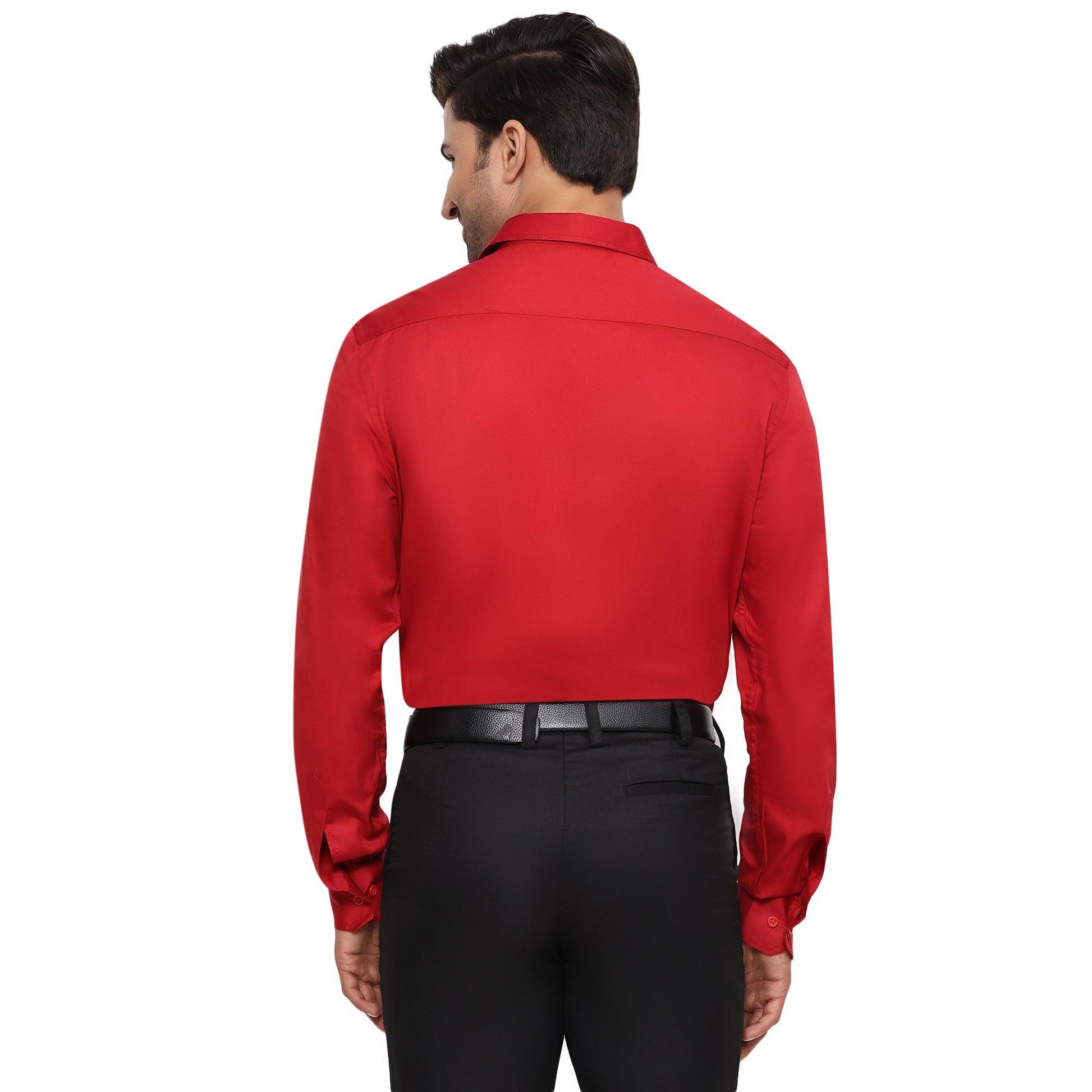 Formal Shirts 100% Premium Cotton Satin for Men (Red Colour) - Funny Bones Clothings
