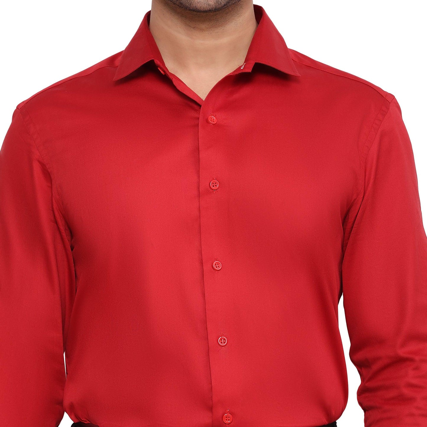 Formal Shirts 100% Premium Cotton Satin for Men (Red Colour) - Funny Bones Clothings