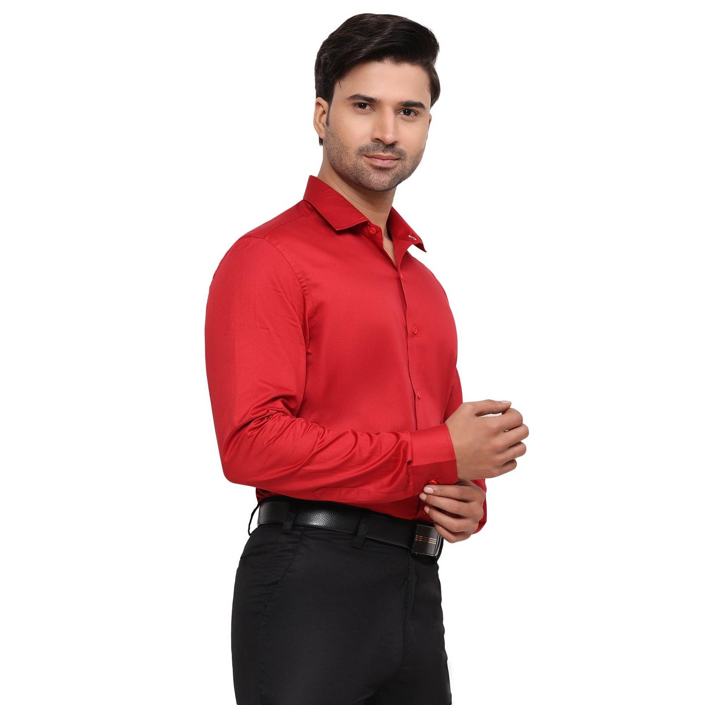 Formal Shirts 100% Premium Cotton Satin for Men (Red Colour) - Funny Bones Clothings