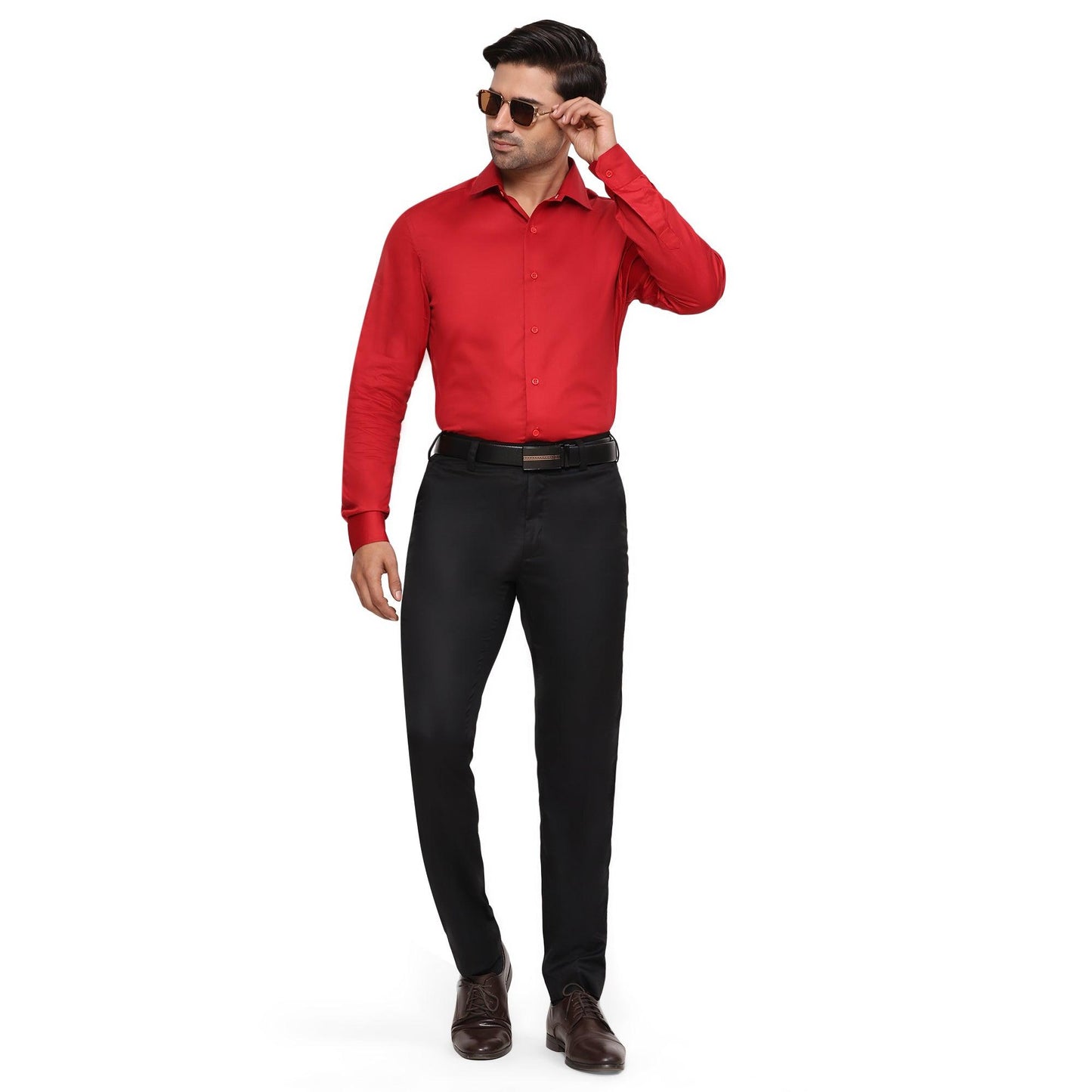 Formal Shirts 100% Premium Cotton Satin for Men (Red Colour) - Funny Bones Clothings